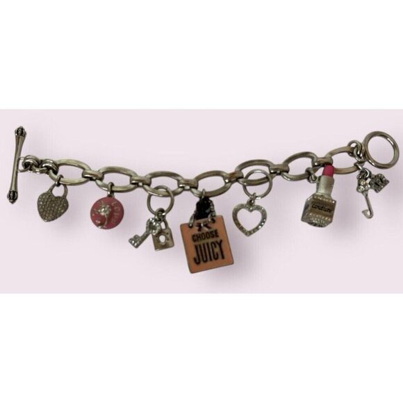 Juicy Couture Charm Bracelet Lipstick Scottie Dog Bling Y2K 90s Pink Mean Girls - Picture 5 of 16